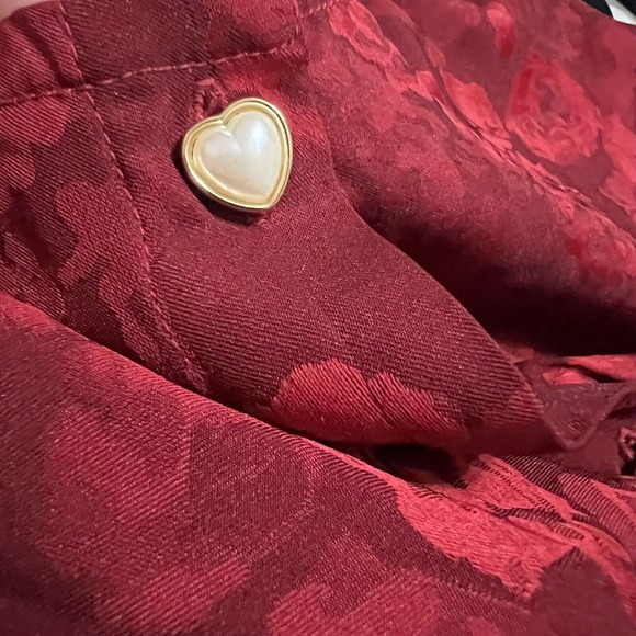 RAHI NWD Flora Cutout Mini A Line Dress Red Sz L Tie Back Button Back 7/8 Slv - Picture 7 of 8